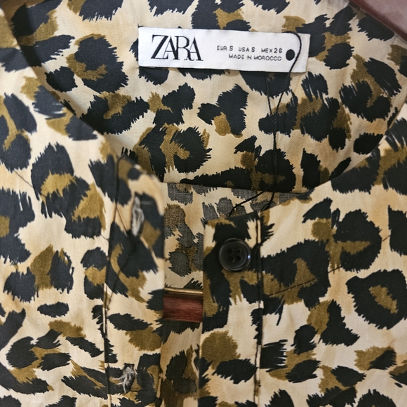 Zara Brown Leopard Print Mini Dress -size S - Picture 5 of 5